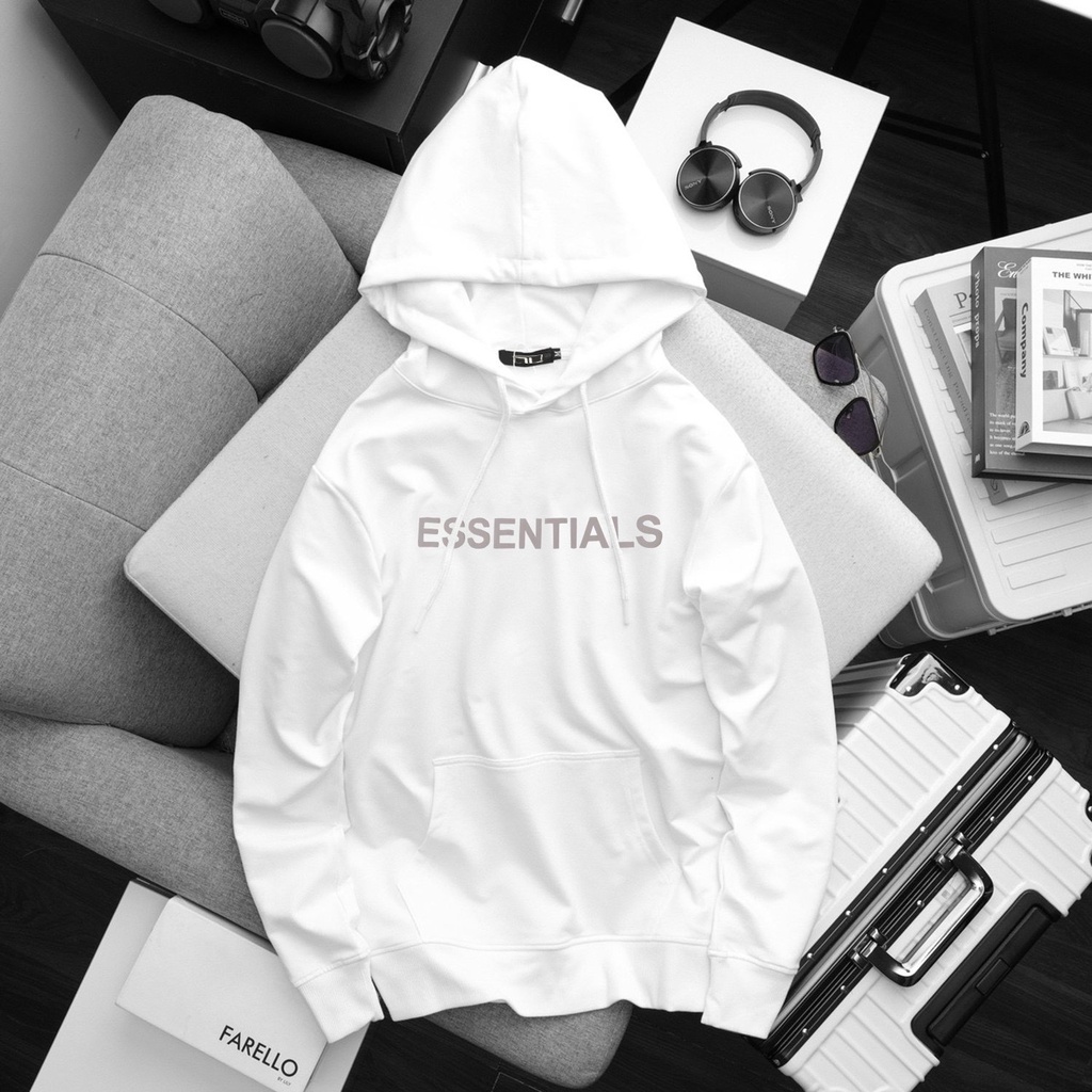 Áo hoodie, áo hoodie essentialls, chất liệu nỉ da cá mềm mịn, mát dày dặn, mặc thoải mái, ấm áp