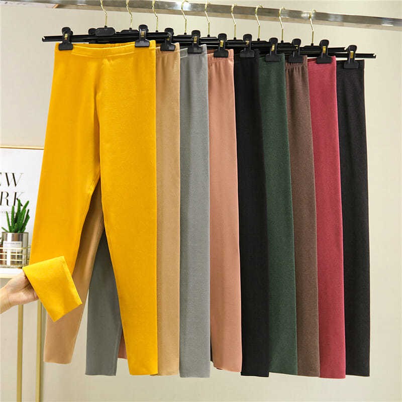 Quần Legging Không Đường May Vải Lông Cừu Dày Thời Trang Mùa Thu Cho Nữ