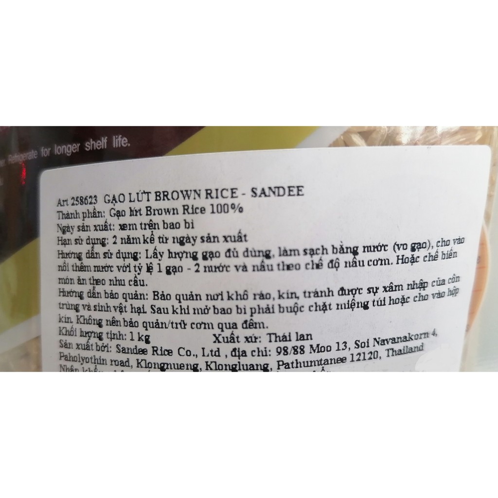 [Túi NÂU 1Kg] GẠO LỨT THÁI [Thailand] SANDEE Brown Rice (halal)