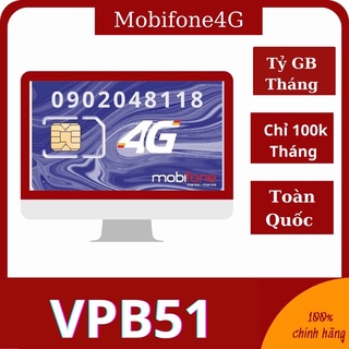 vpb51 [ combo 6 tháng] sim data 4G mobifone