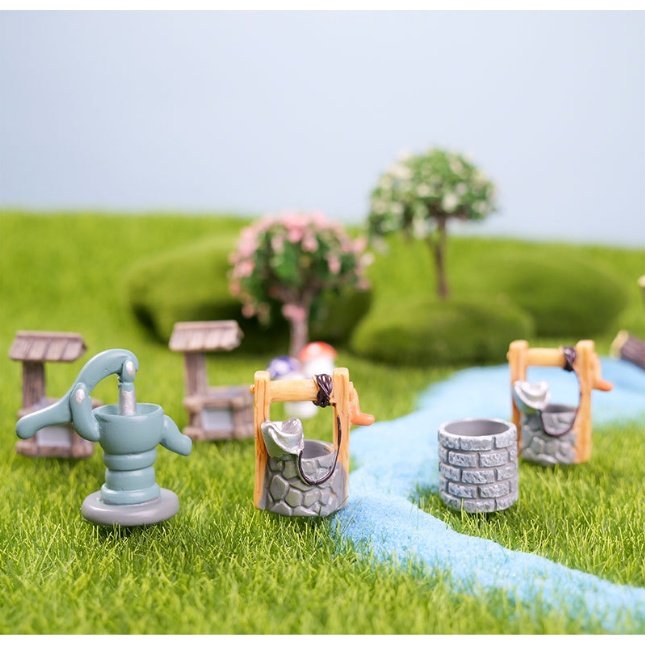 Mô hình các loại giếng nước (giếng khoan, giếng cổ kéo nước) trang trí sa bàn, tiểu cảnh, terrarium, DIY