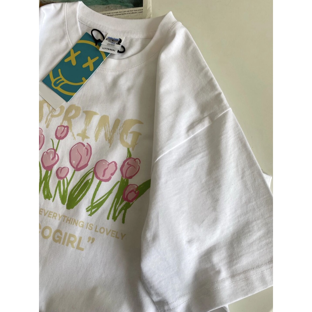 NUZIRO  Áo thun cotton ngắn tay phong cách vintage thời trang cho nữ