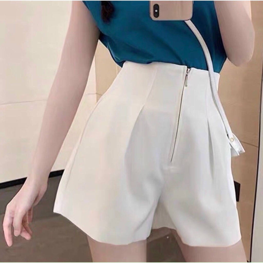 Quần Short Lưng Cao Ống Rộng mùa Thu Nhung tăm cho nữ NoBrandVelvet