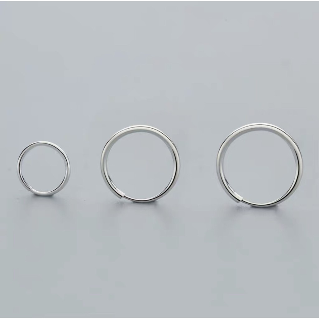 Khuyên tai bạc nữ TLEE tròn trơn bạc chốt cài cá tính TleeJewelry B0284