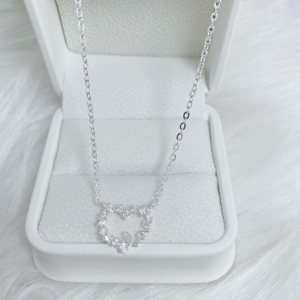 Dây chuyền bạc nữ mặt hình trái tim gắn chữ LOVE, chất liệu bạc ta sang trọng - Trang sức bạc Evasilver