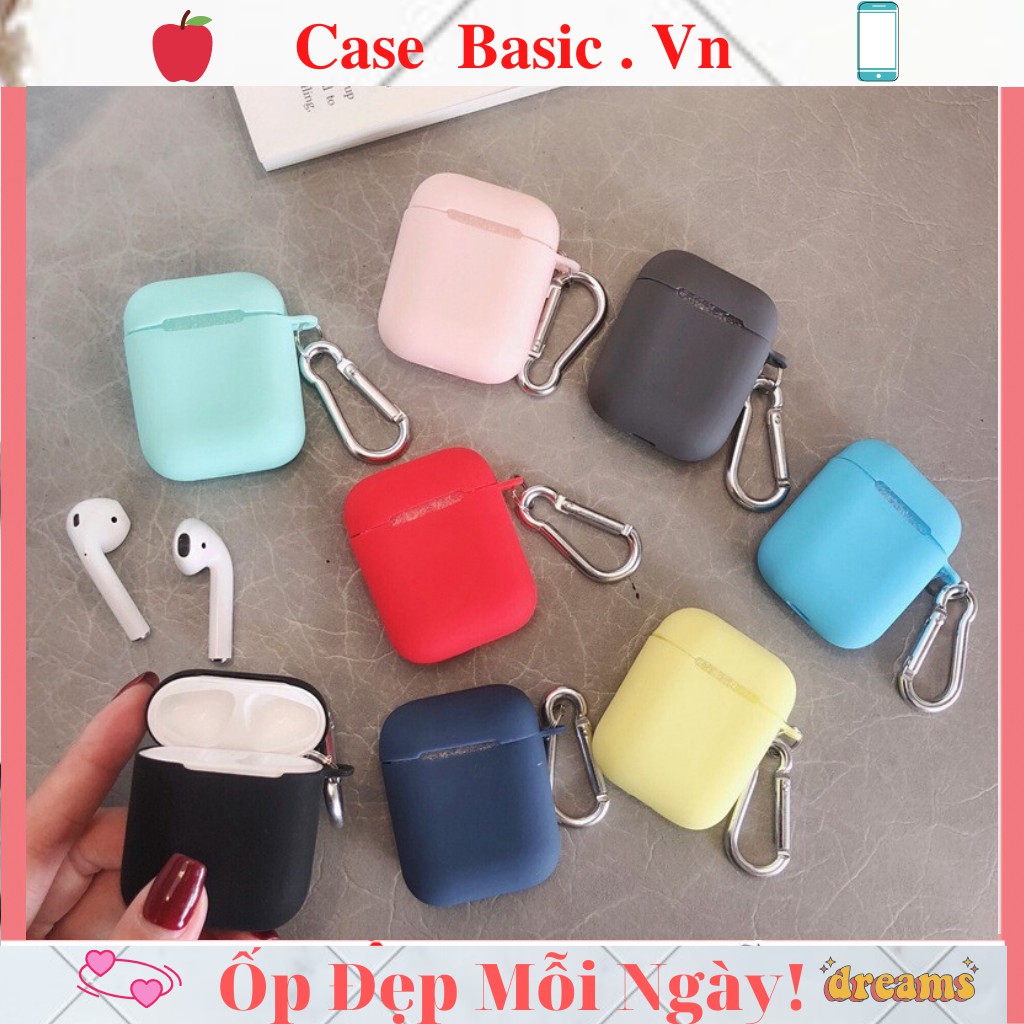 ⚡️20 MÀU⚡️ Vỏ Bọc silicon bảo vệ cho hộp sạc tai nghe Airpod 1,2 i12 i12 Twschống va đập - kèm móc