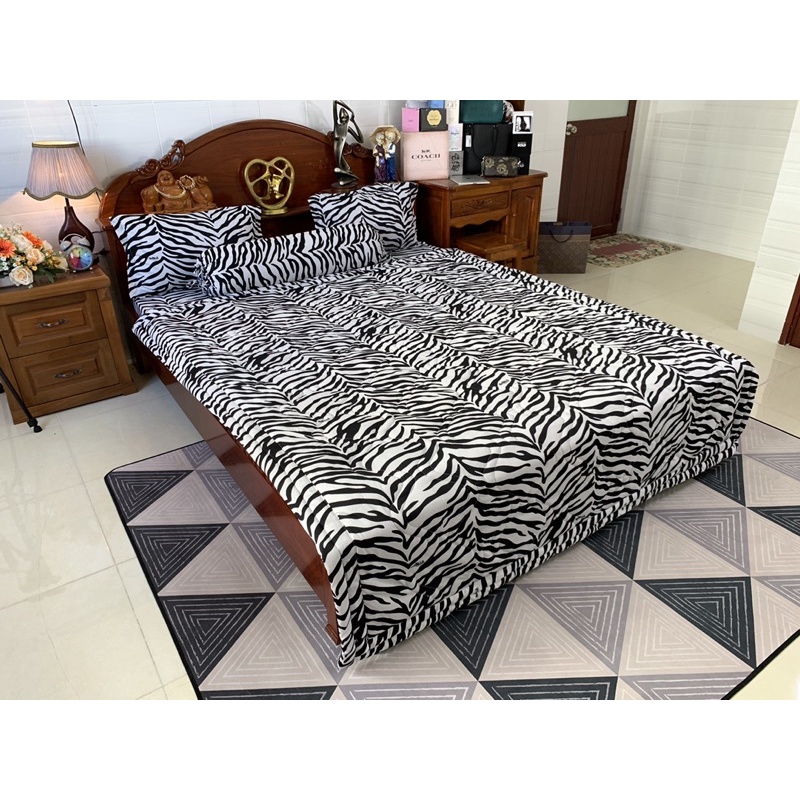 Bộ ga gối ngựa vằn thun 3D hàn quốc