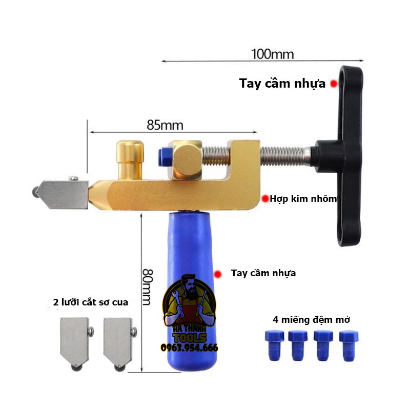 Dao cắt gạch men, cắt kính cầm tay thông minh loại Tốt - Full Phụ kiện như hình