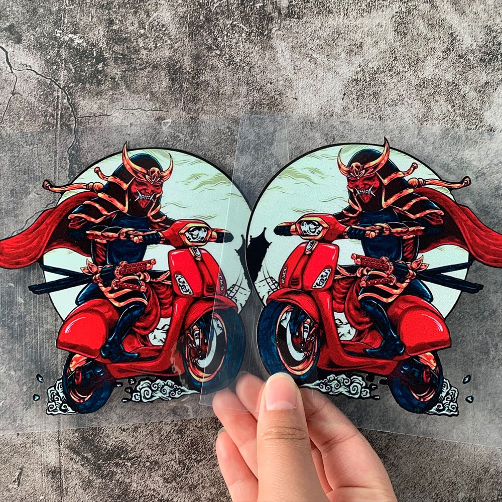 Miếng Dán Đề Can Phản Quang Chống Nước Hình Samurai Nhật Bản Cho Xe Hơi Xe Máy Xe Đạp