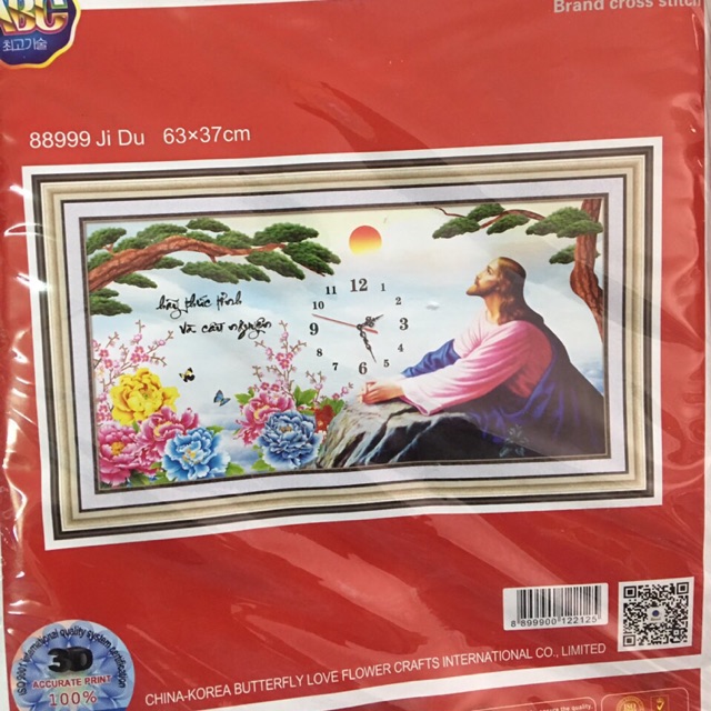 Tranh thêu chữ thập Đồng Hồ Chúa 88999 (63x37cm) chưa thêu