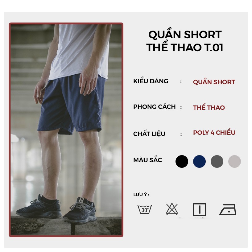 Quần Short Nam, Quần Đùi Thể Thao Chất Liệu Co Dãn Không Bai Không Xù, phù hợp tập gym, cầu lông, bóng đá, hoạt động thể