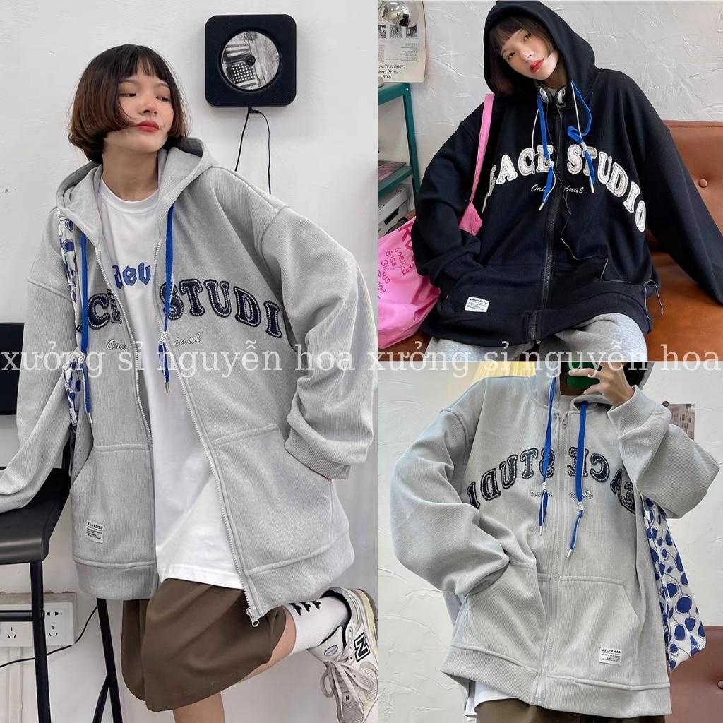 Áo khoác nỉ unisex SPEACE form dáng rộng unisex 2 màu xám đen nam nữ mặc được xưởng sỉ nguyễn hoa