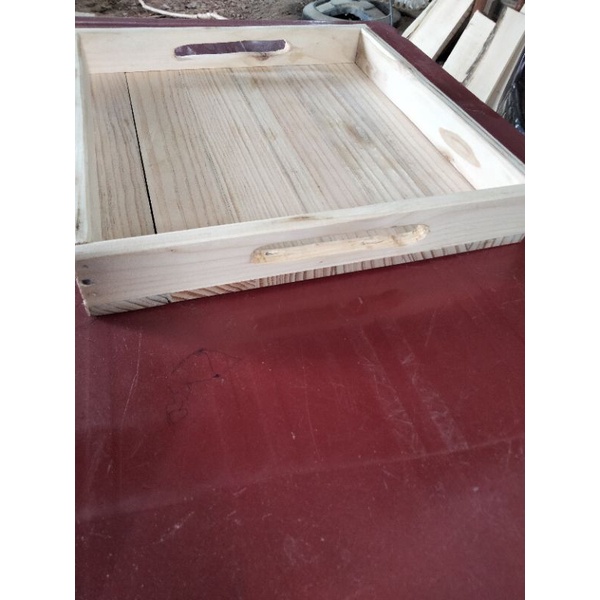 Khay gỗ đựng tách ly trà 25 vuông cao 4cm