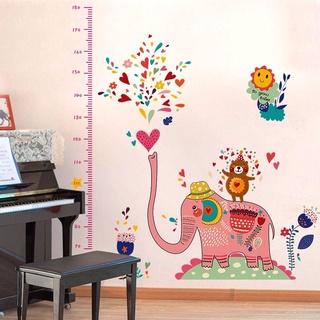 Decal dán tường cho bé thước đo voi hồng