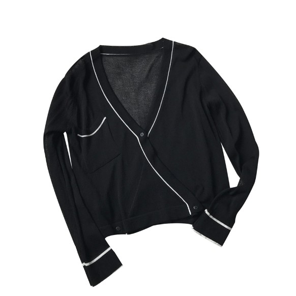 A6 Áo khoác cardigan len mỏng cổ V dài tay (sẵn màu trắng) | BigBuy360 - bigbuy360.vn