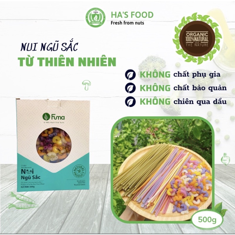 Nui rau củ ngũ sắc Fuma, Nui hữu cơ giảm cân, ăn kiêng, eatclean, ăn chay