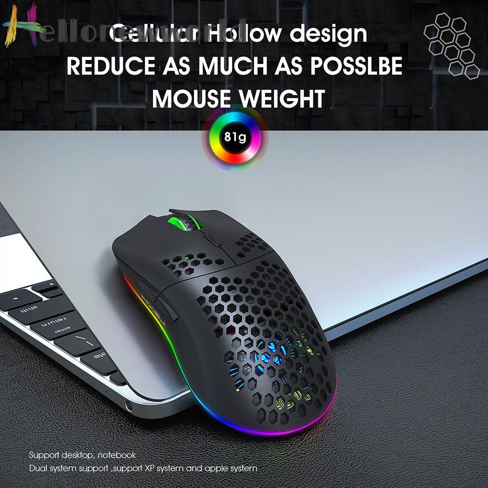 Hellonewworld HXSJ T66 Wireless Gaming Mouse with Honeycomb Shell 7 Programmable Buttons