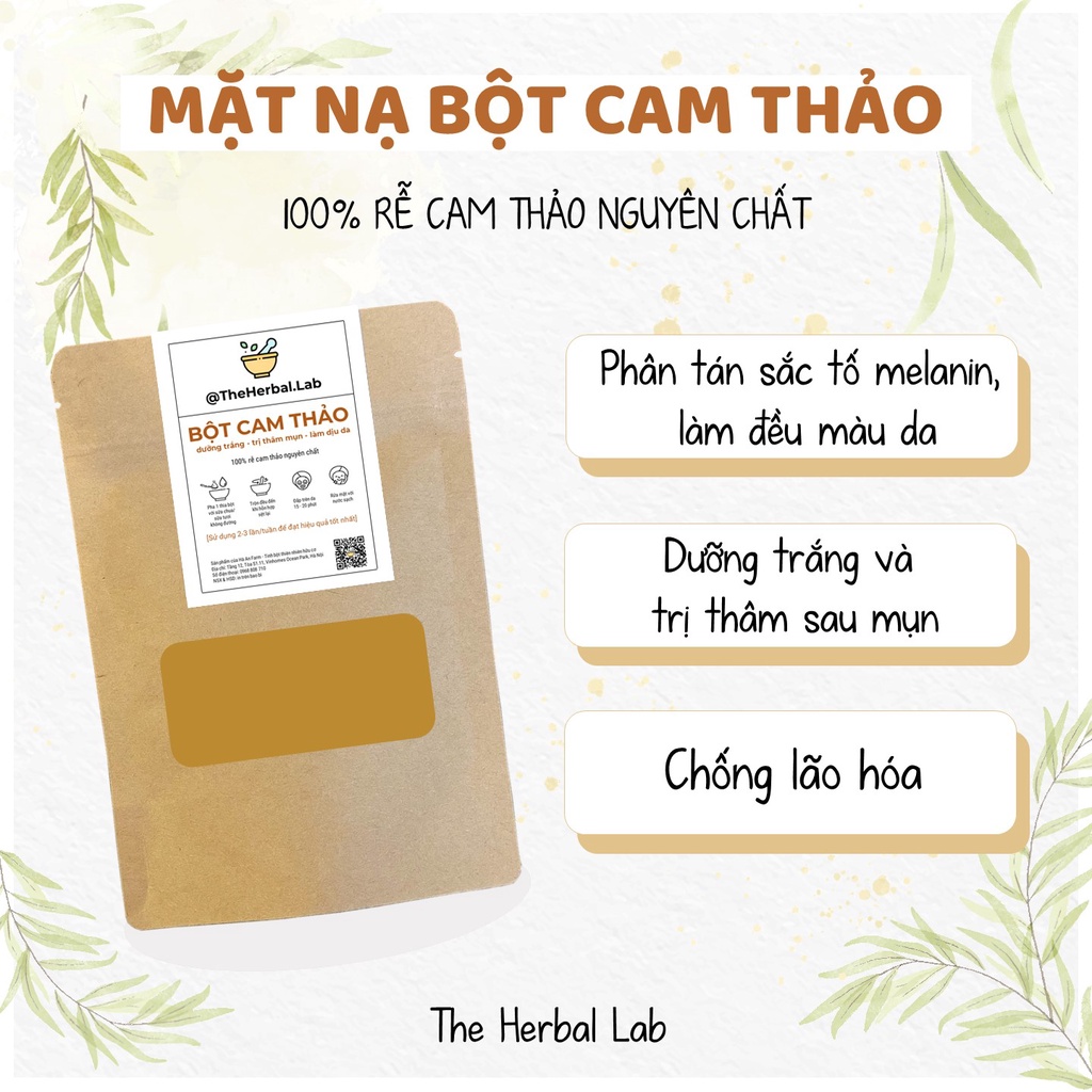 [THE HERBAL LAB] Bột Cam thảo nguyên chất HANDMADE + tặng bộ dụng cụ đắp mặt