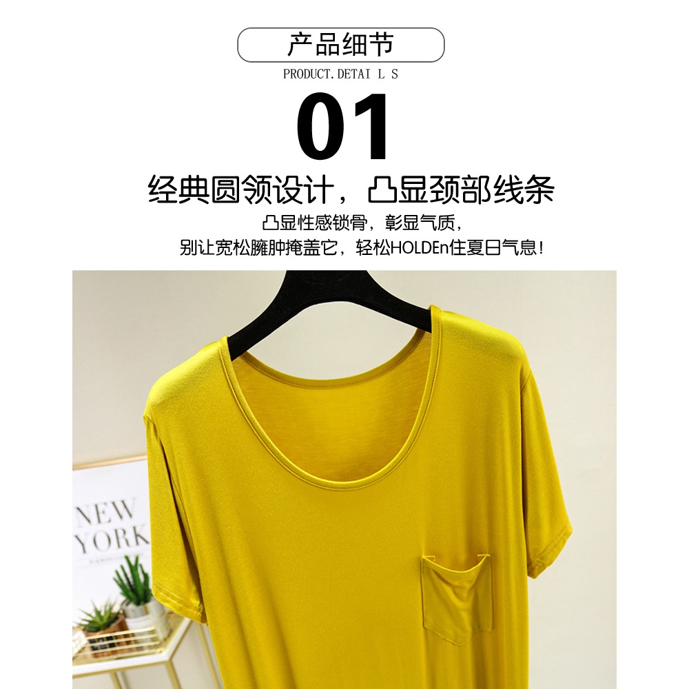 Đầm Maxi Trơn Dáng Rộng Tay Ngắn Cổ Tròn Có Túi Thời Trang Hàn Quốc Cho Nữ Size L-XL 45-70kg