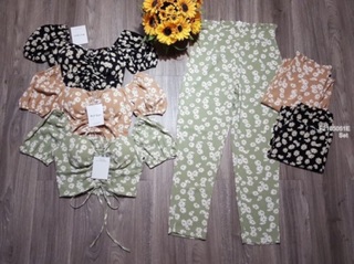 Set hoa cúc áo croptop