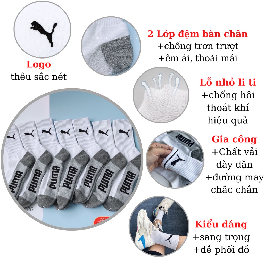 Tất vớ thể thao cổ cao puma-tất thời trang nam đá bóng đá banh thể thao