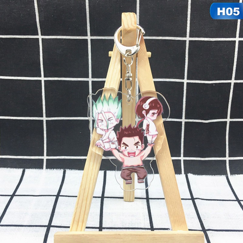 Anime Dr.STONE Cartoon Keychain Cute Figure Keyring Acrylic Double Sided Transparent Fans Jewelry Accessories Gifts