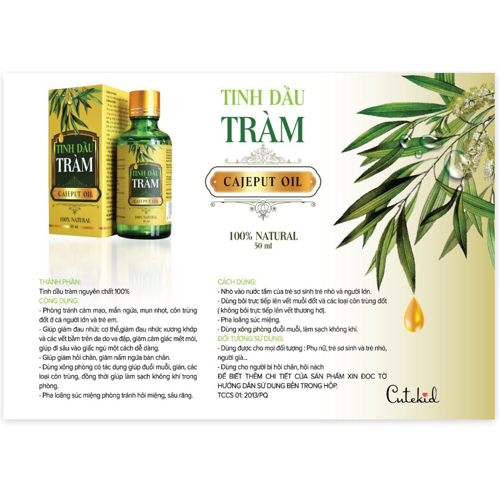 Tinh dầu tràm nguyên chất cho bé Cajeput Oil 20ml và 50ml - shop men 2018 - dau tràm- tinh dau Tràm- dầu tràm huế- dầu c