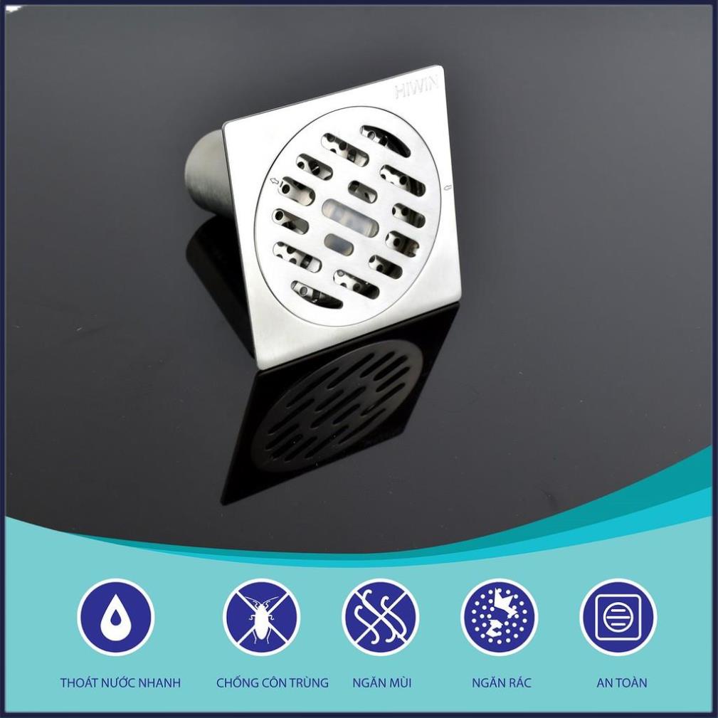 Phễu ga thoát sàn ngăn mùi hôi thoát nước nhanh chất liệu inox kích thước 100x100mm HIWIN FD-4320