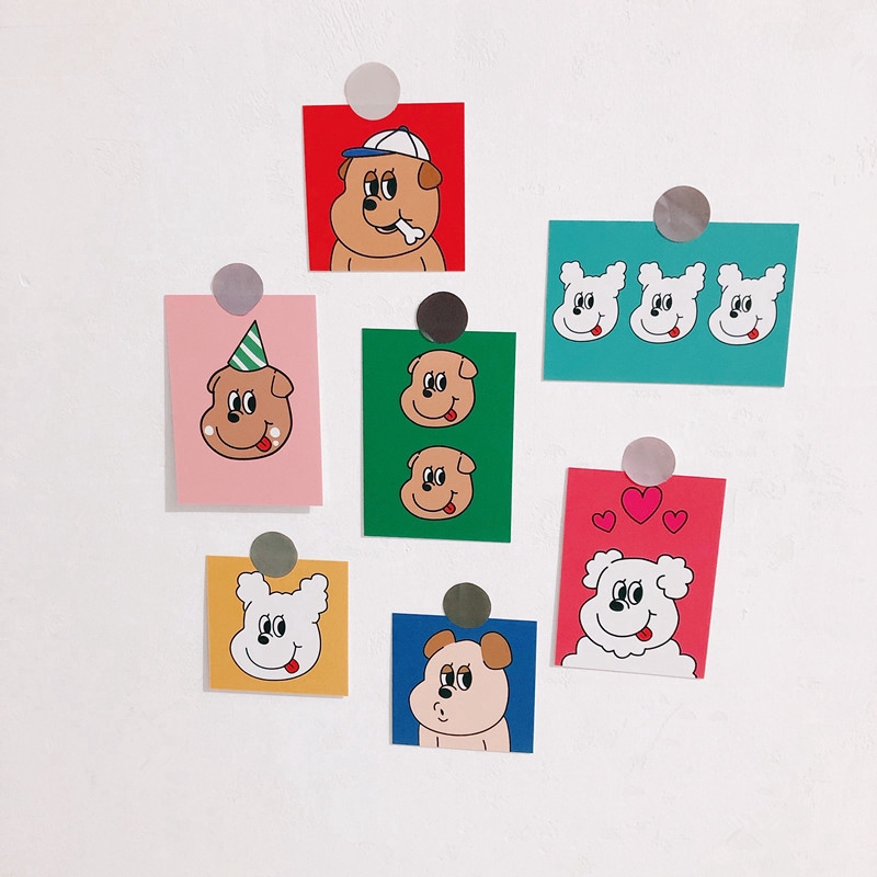 8 Picture Cards To Decorate The Room With Cartoon Dog Prints