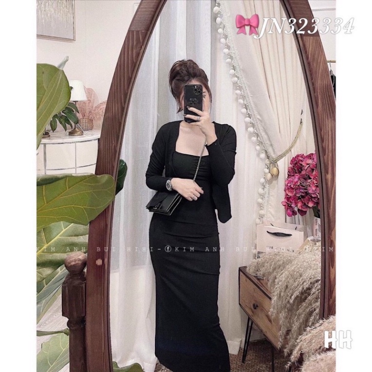 🎀 SET ĐẦM BODY 2 DÂY KÈM ÁO KHOÁC CARDIGAN ✨ - Hàng nhập khẩu