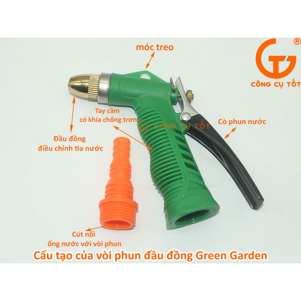 Vòi xịt nước đầu đồng Green Garden Hệ inch