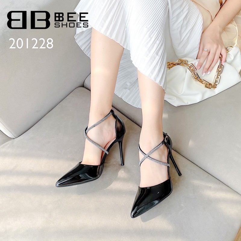 BEESHOES - GIÀY CAO GÓT NỮ MŨI NHỌN - GIÀY CAO GÓT NỮ MŨI NHỌN GÓT NHỌN CAO 10 PHÂN SẴN MÀU TRẮNG - ĐEN - NUDE 201228