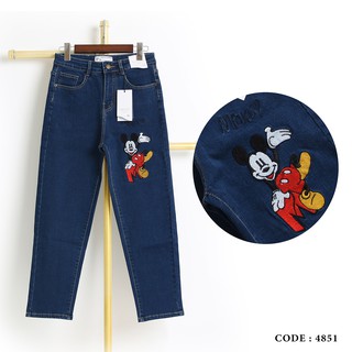 (LOẠI 1) Quần jeans boyfriend thêu Mickey