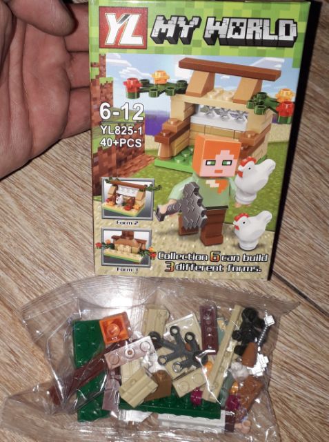 Lắp ráp 1 hộp LegoMinecraft MyWord 825 có 40 chi tiết bằng nhựa ABS rất đẹp