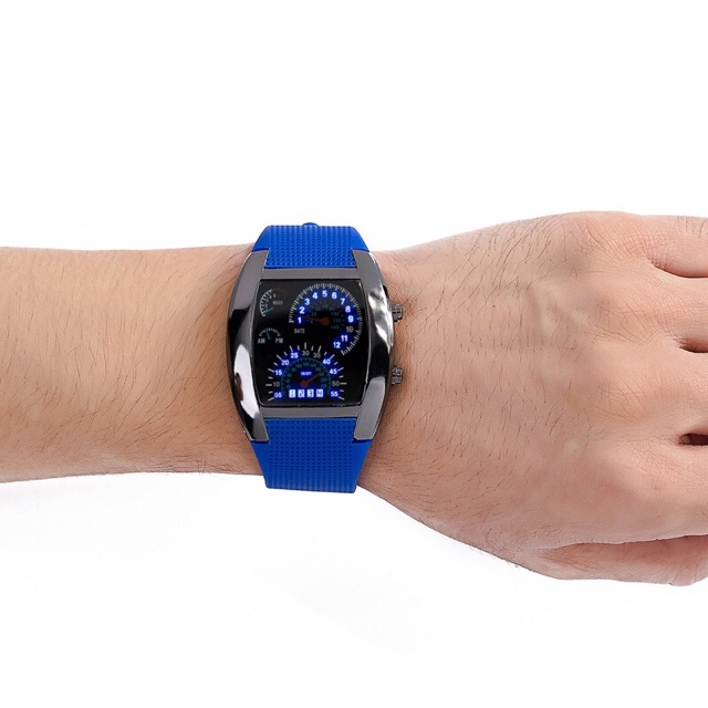 Đồng hồ thể thao unisex Ulzzang đèn led dây cao su mặt bầu thời trang năng động | BigBuy360 - bigbuy360.vn