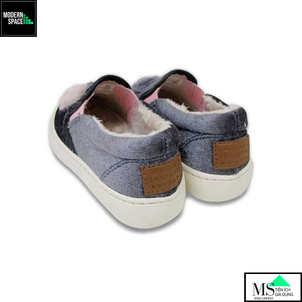 (GIÀY TRẺ EM) Giày Lười Slip-on bé gái thời trang D&A UG1604 Nhung ghi [CHÍNH HÃNG]