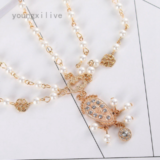 Vòng hoa đính hạt giả ngọc trai dạng tua rua độc đáo phong cách Vintage Bohemian cho bạn gái