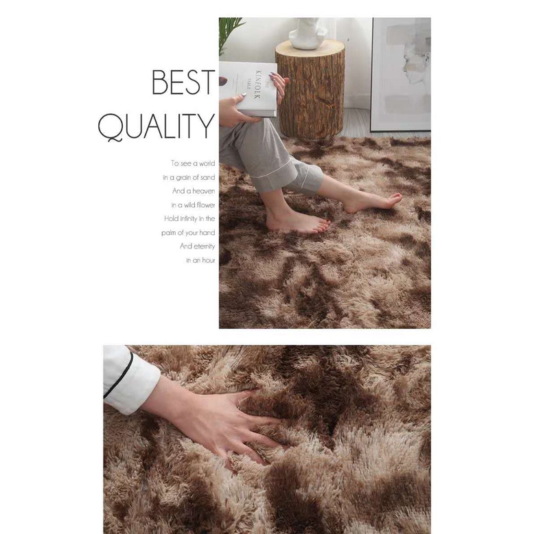 Thảm Lông Lót Sàn Nhuộm Tie-Dye Bắc Âu Cho Phòng Khách Phòng Ngủ Gia Đình