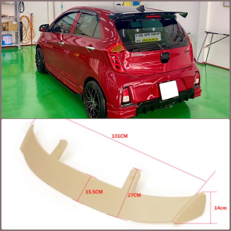 Đuôi gió Thể Thao Kia Morning lăp cho các đời xe từ 2006-2011, 2011-2020, 2021 , Đuôi gió hàng hàng loại 1 Hàng Cao Cấp