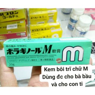 "Có che tên sản phẩm " Kem bôi trĩ Borraginol M Nhật Bản - dành cho bà bầu và cho con bú