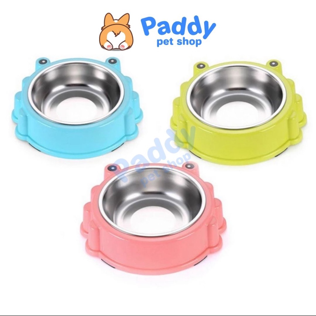 Bát Nhựa Lòng Inox Hình Ếch Cho Chó Mèo