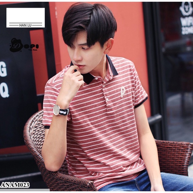 Áo nam ngắn tay có cổ phong cách Hàn Quốc