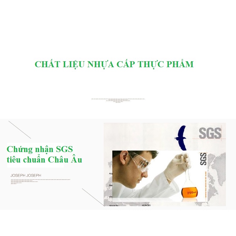 Thớt Joseph joseph thương hiệu Anh Quốc 2 in 1, chất liệu nhựa PP cấp thực phẩm tiêu chuẩn Châu Âu, kèm đá mài dao