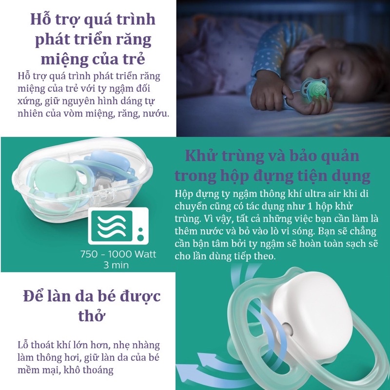 Ti giả Avent siêu mềm Ultra Soft Silicon đầu dẹt chỉnh nha cho bé