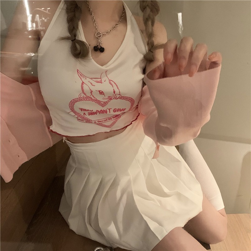 Áo dây ZHELIHANGFEI dệt kim dáng ngắn thời trang trẻ trung