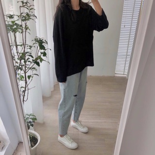 Áo pull cotton oversize dài tay
