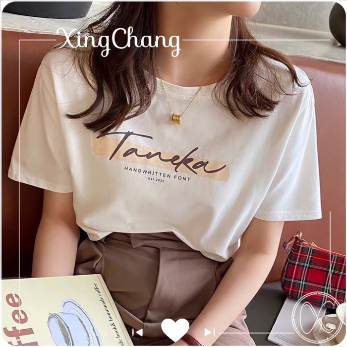 Áo phông nữ đẹp, áo phông công sở thanh lịch cotton đẹp dễ mặc in Taneka mã NXC69