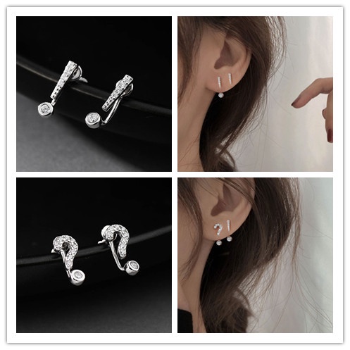 Bông Tai Đính Đá Hình Học Không Đối Xứng Đơn Giản Thời Trang Cho Nữ