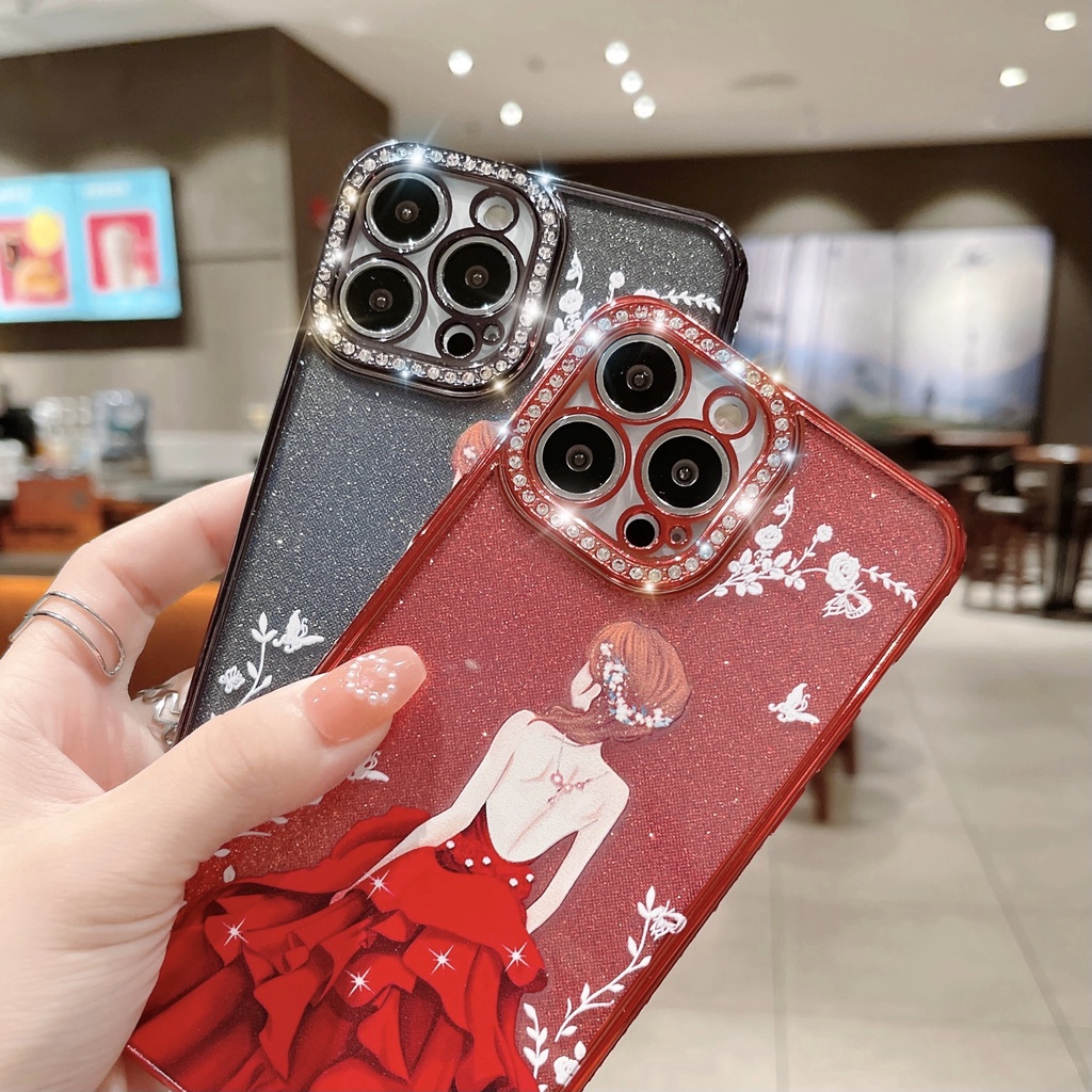 Ốp Điện Thoại Họa Tiết Cô Gái Lấp Lánh Cho iPhone 13 Pro Max 12 Pro Max 11 X XsMax Xr