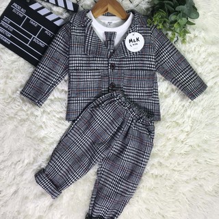 Bộ thu đông khoác dạ cho bé trai từ 8-19kg